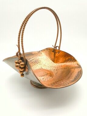 Italian Hammered Centerpiece – Copper & Silver Tone MCM